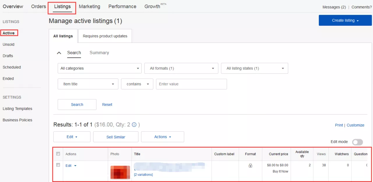 查找已上线的刊登