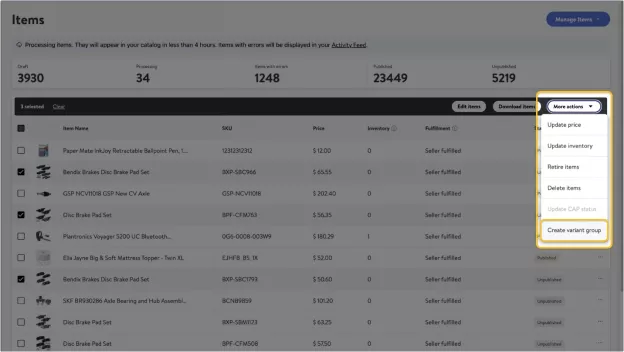变体设置：通过ItemsDashboard设置