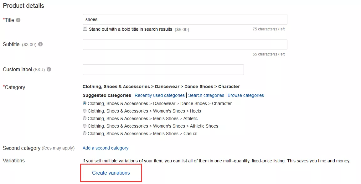 Listing多属性设置