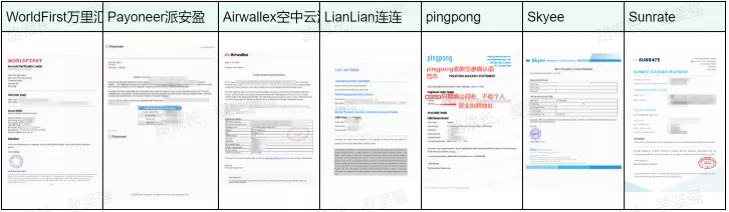 收款账号支持的服务商