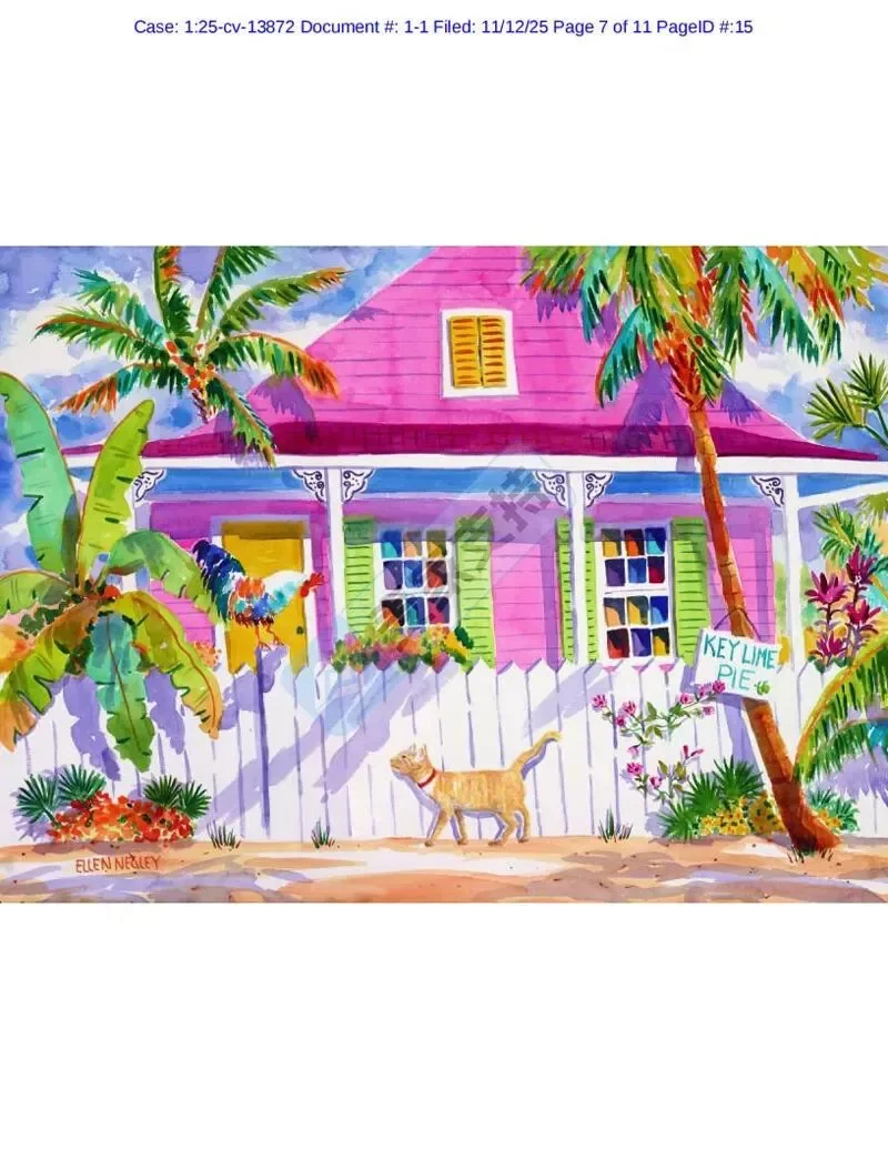 25-cv-13872，Ellen Lynn Negley热带水彩画维权，跨境卖家防 TRO 冻结刻不容缓！