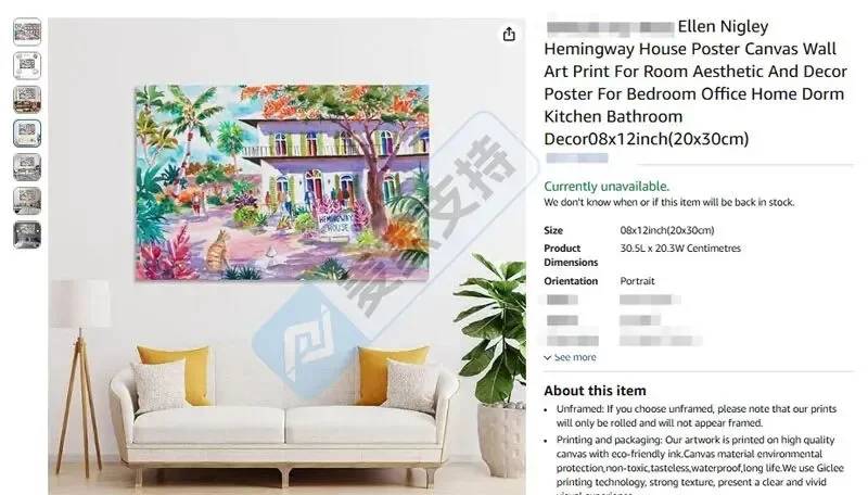 25-cv-13872，Ellen Lynn Negley热带水彩画维权，跨境卖家防 TRO 冻结刻不容缓！