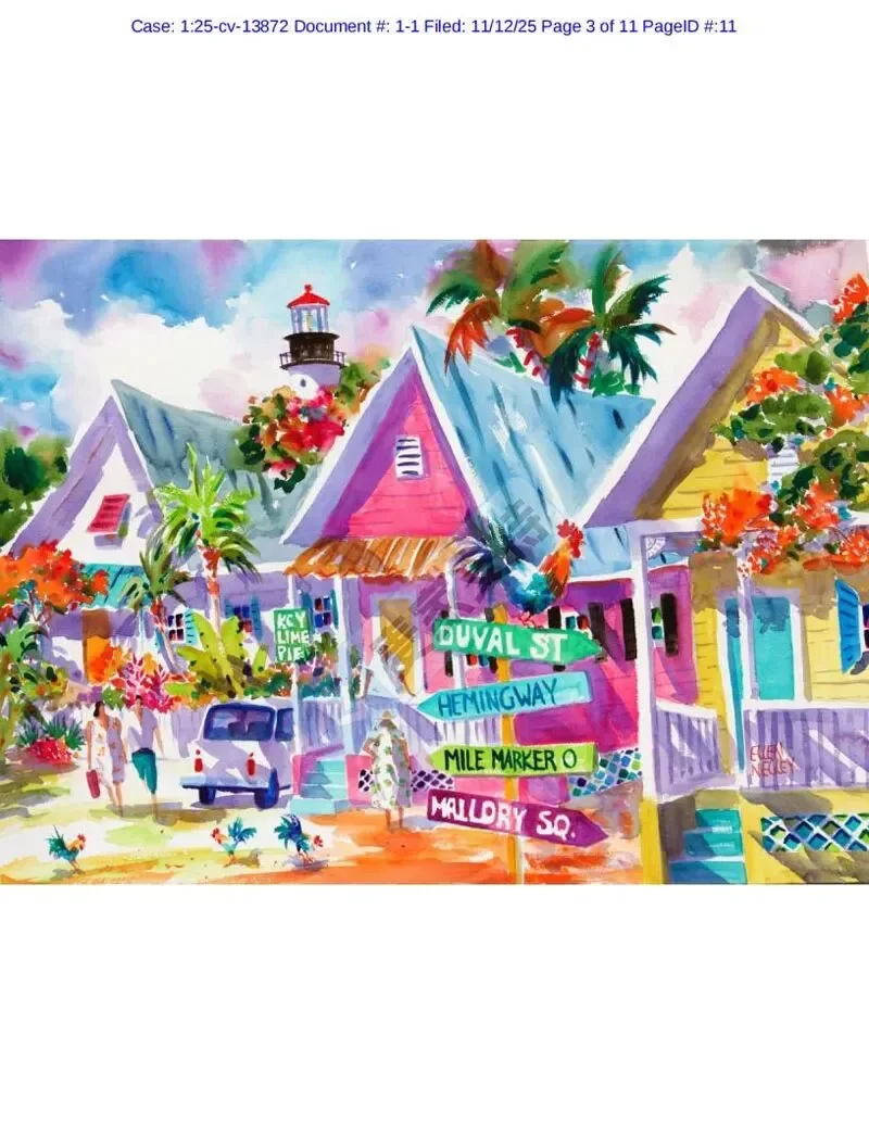 25-cv-13872，Ellen Lynn Negley热带水彩画维权，跨境卖家防 TRO 冻结刻不容缓！